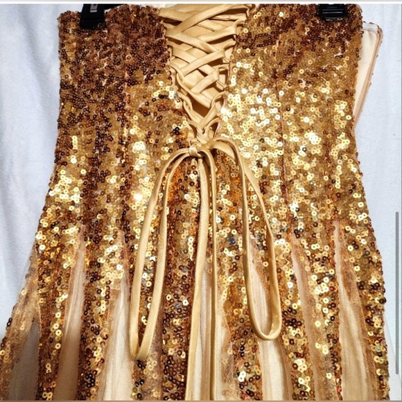Taylor Swift Inspired Dress. Sweetheart Gold Party Prom Dress - Picture 5 of 6